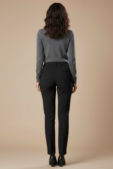 Pantalon Chino Noir Slim Élégant Femme Classique - Gabardine - vue 2