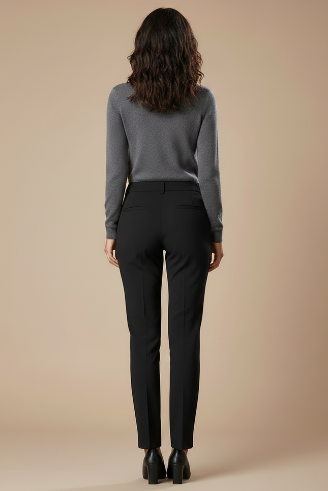 Pantalon Chino Noir Slim Élégant Femme Classique - Gabardine - vue 2