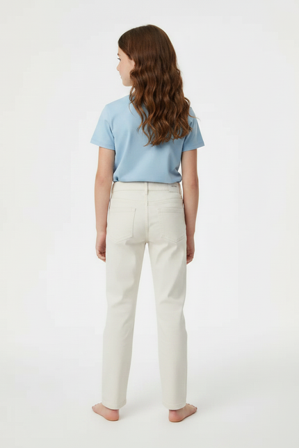 Pantalon Chino Crème Droit Coton Enfant Basique - Beige - vue 2