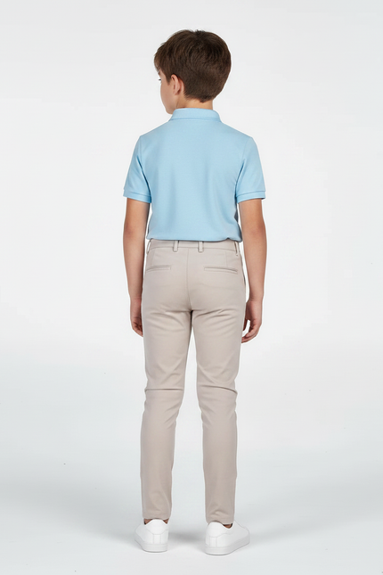 Pantalon Chino Beige Slim Garçon Extensible Élégant - Gabardine - vue 2