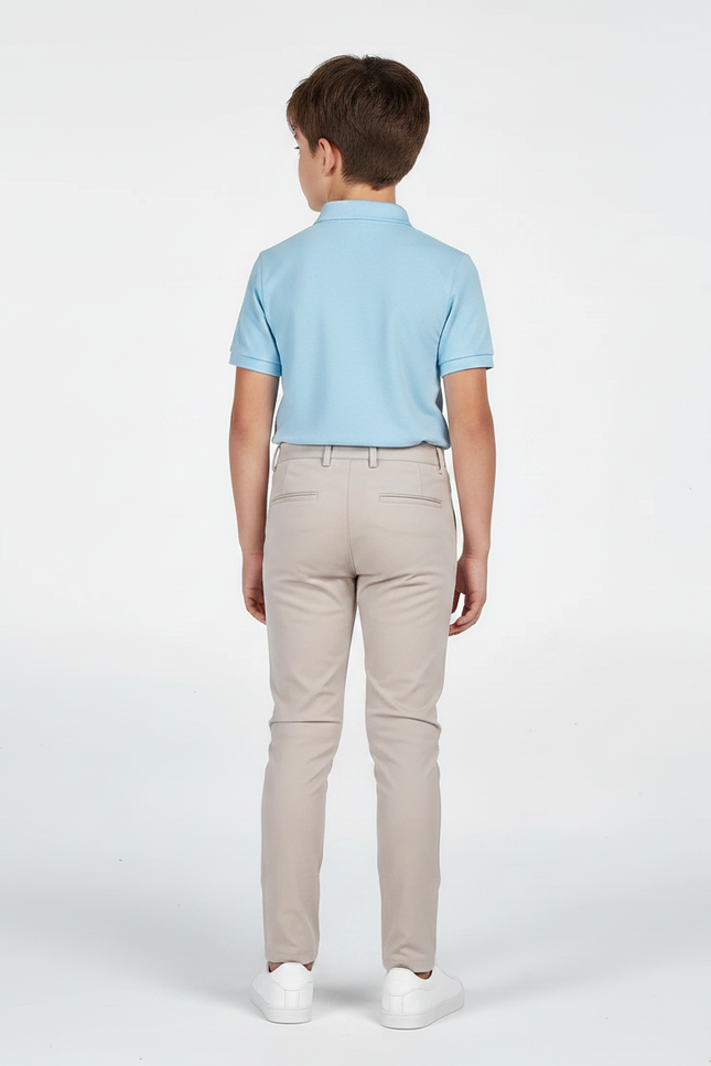 Pantalon Chino Beige Slim Garçon Extensible Élégant - Gabardine - vue 2