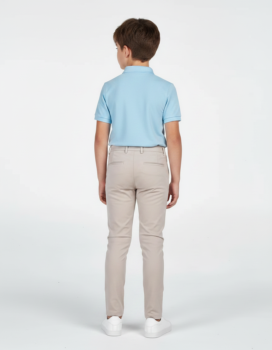 Pantalon Chino Beige Slim Garçon Extensible Élégant - Gabardine - vue 2