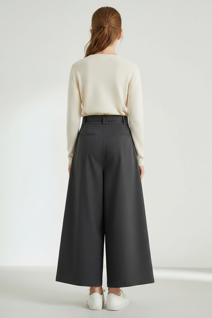 Pantalon Chino Gris Plissé Ample Décontracté Femme - Gabardine - vue 2