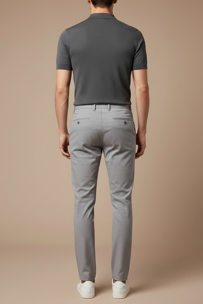 Pantalon Chino Gris Clair Slim Extensible Homme - Gabardine - vue 2