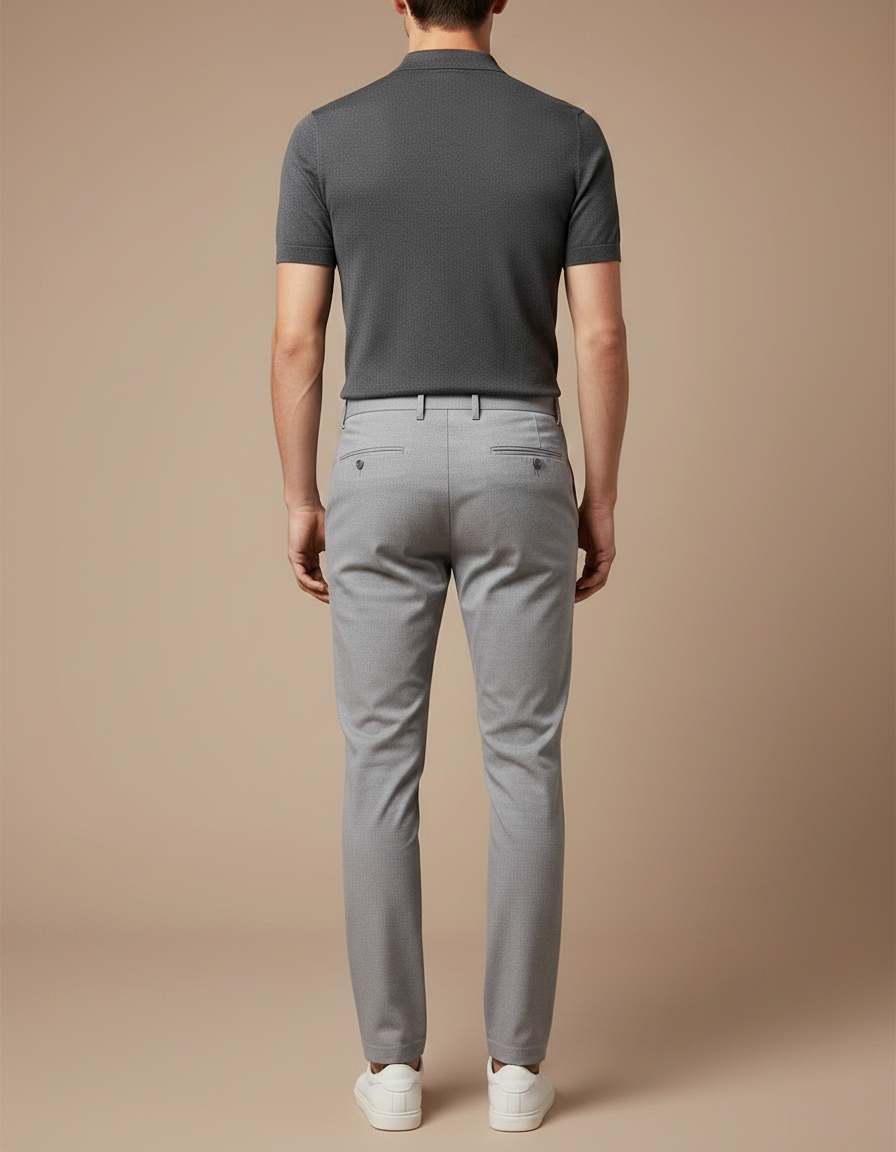 Pantalon Chino Gris Clair Slim Extensible Homme - Gabardine - vue 2