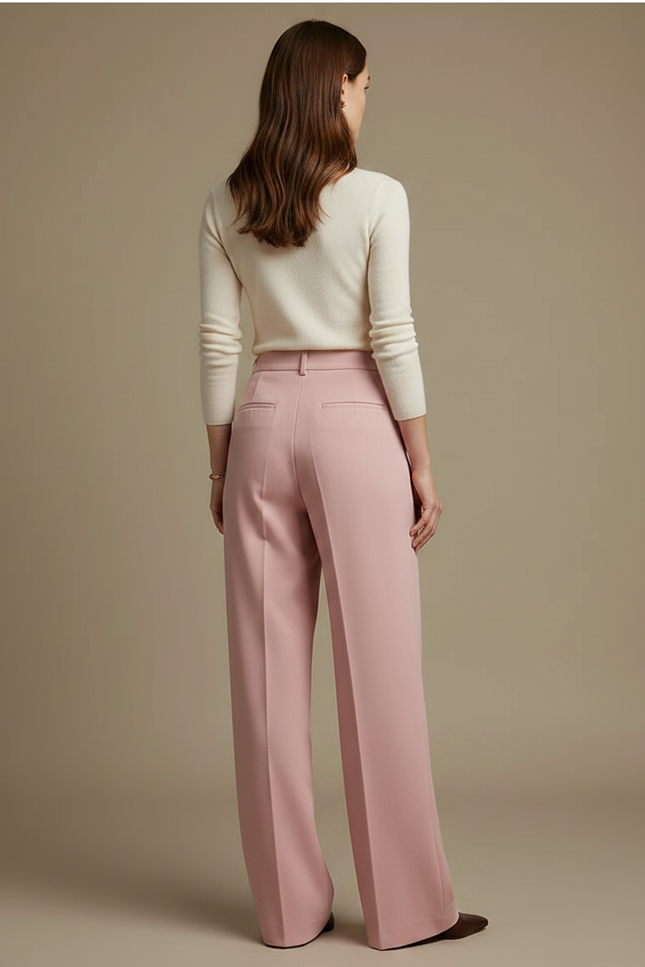 Pantalon Chino Rose Ample Fluide Décontracté Élégant - Polyester - vue 2