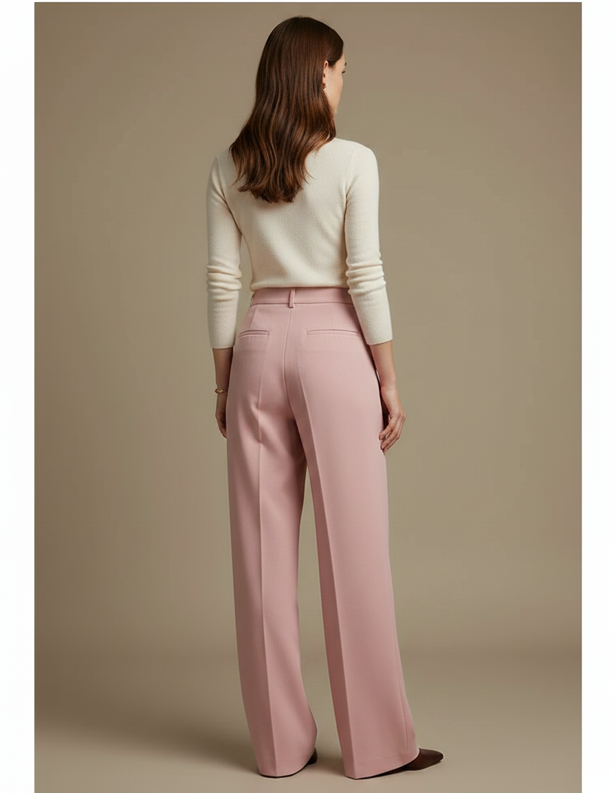 Pantalon Chino Rose Ample Fluide Décontracté Élégant - Polyester - vue 2