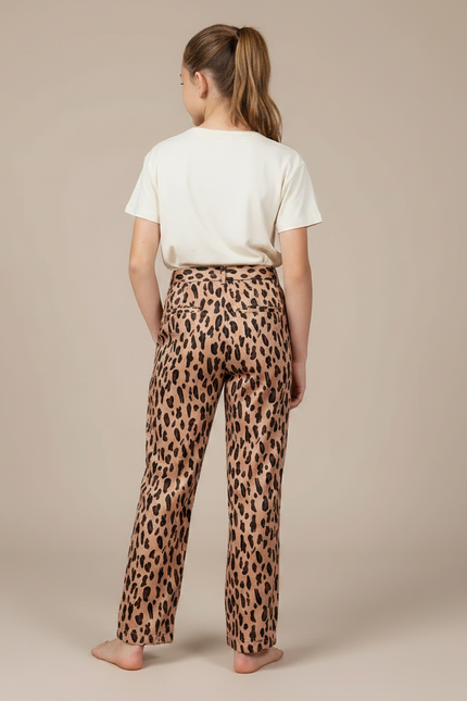 Pantalon Chino Léopard Ample Fluide Enfant Décontracté - Imprimé Satin - vue 2