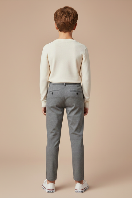 Pantalon Chino Gris Slim Garçon Décontracté Coton - vue 2