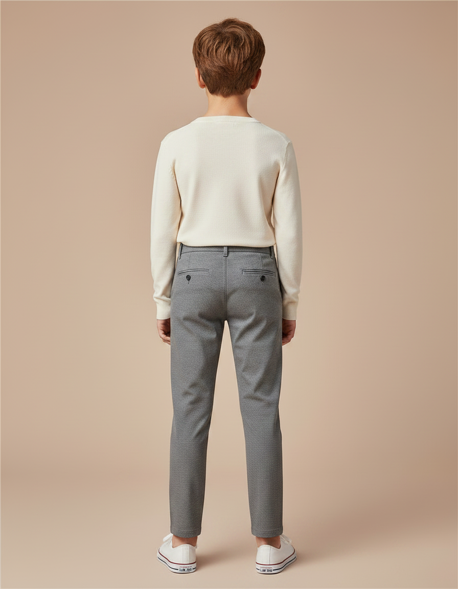 Pantalon Chino Gris Slim Garçon Décontracté Coton - vue 2