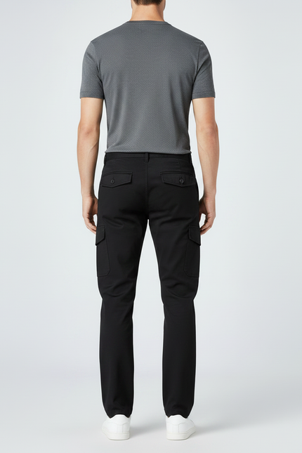 Pantalon Chino Noir Cargo Coton Slim Uni Homme - vue 2