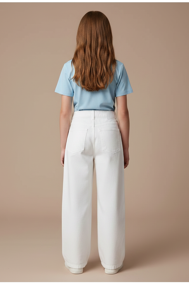 Pantalon Chino Blanc Ample Coton Droit Fille - Jean - vue 2