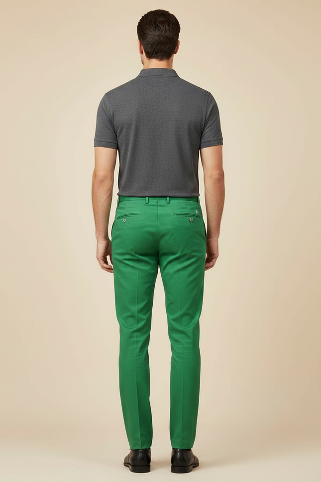 Pantalon Chino Vert Homme Slim Élégant Coton - vue 2