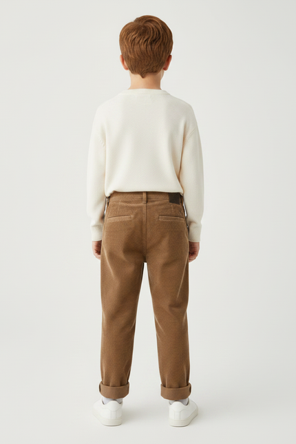 Pantalon Chino Garçon Marron Tapered - Cordé - vue 2