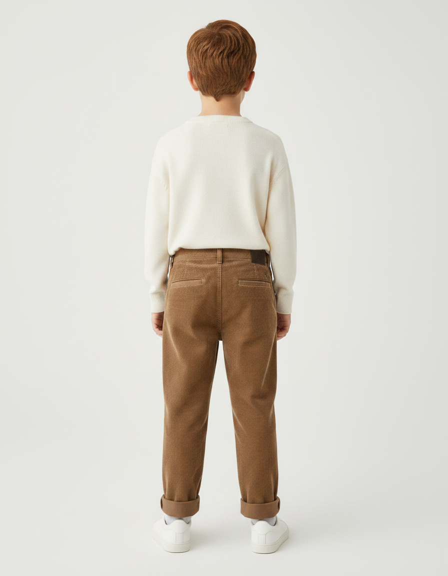 Pantalon Chino Garçon Marron Tapered - Cordé - vue 2