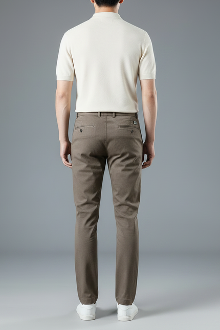 Pantalon Chino Marron Slim Décontracté Coton Homme - vue 2