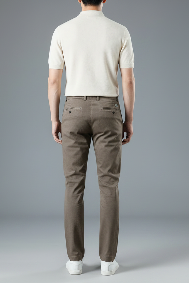 Pantalon Chino Marron Slim Décontracté Coton Homme - vue 2