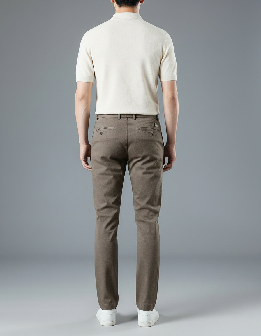 Pantalon Chino Marron Slim Décontracté Coton Homme - vue 2