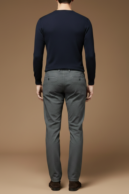 Pantalon Chino Gris Slim Micro-Motif Hiver Homme - Laine - vue 2