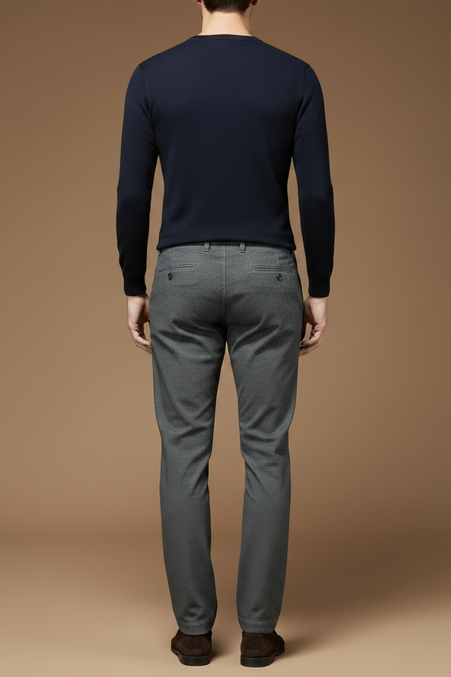 Pantalon Chino Gris Slim Micro-Motif Hiver Homme - Laine - vue 2