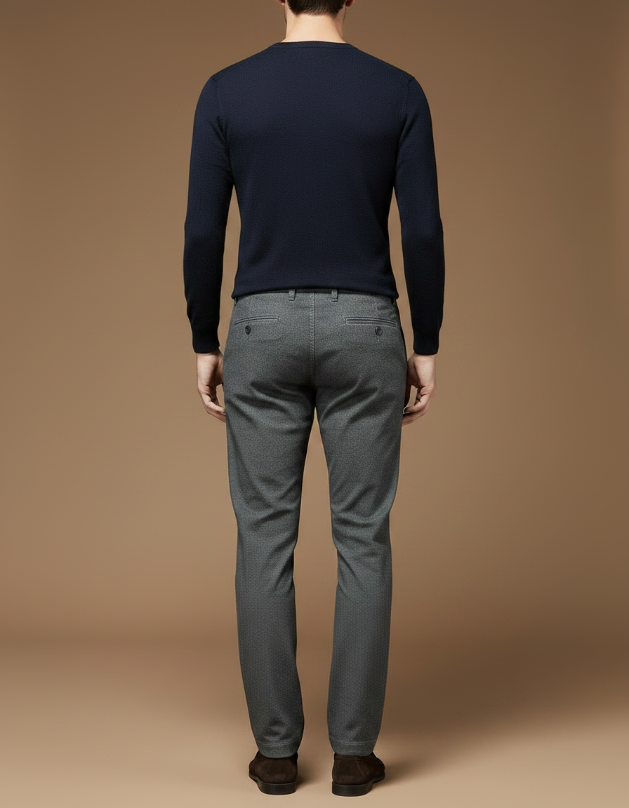 Pantalon Chino Gris Slim Micro-Motif Hiver Homme - Laine - vue 2