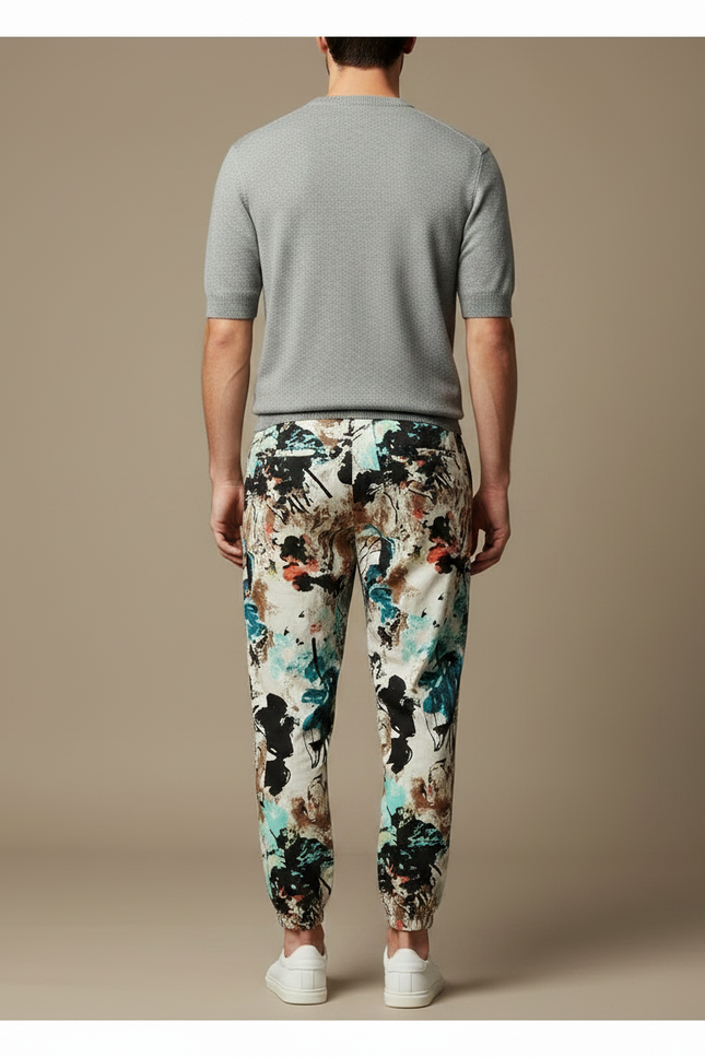 Pantalon Chino Imprimé Floral Ample Coton Léger - Multicolore - vue 2