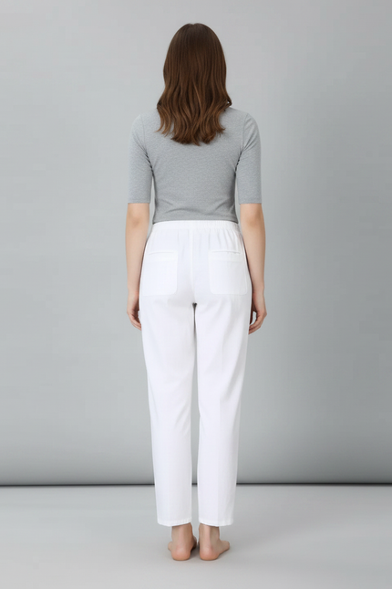 Pantalon Chino Blanc Droit Décontracté Coton Femme - vue 2