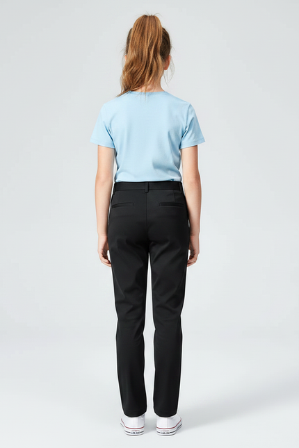 Pantalon Chino Noir Coton Droit Classique Fille - vue 2