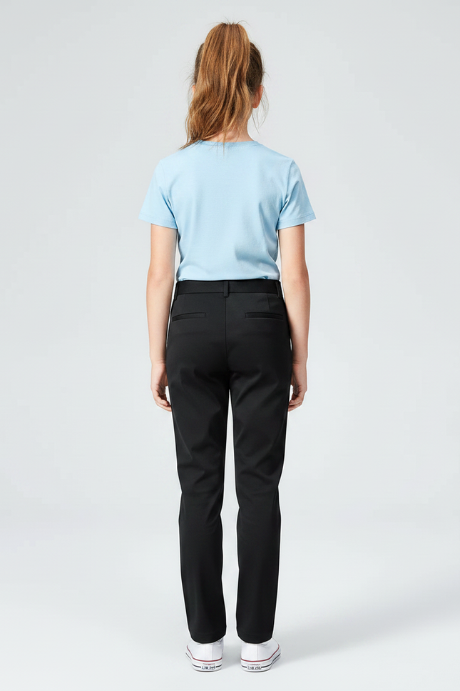 Pantalon Chino Noir Coton Droit Classique Fille - vue 2