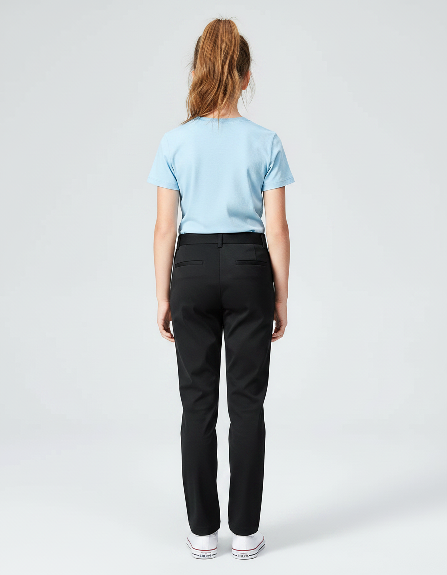 Pantalon Chino Noir Coton Droit Classique Fille - vue 2