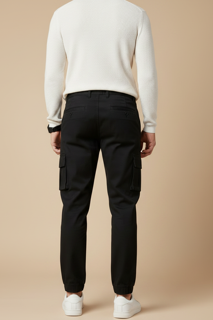 Pantalon Chino Noir Cargo Homme Décontracté Jogger - Gabardine - vue 2