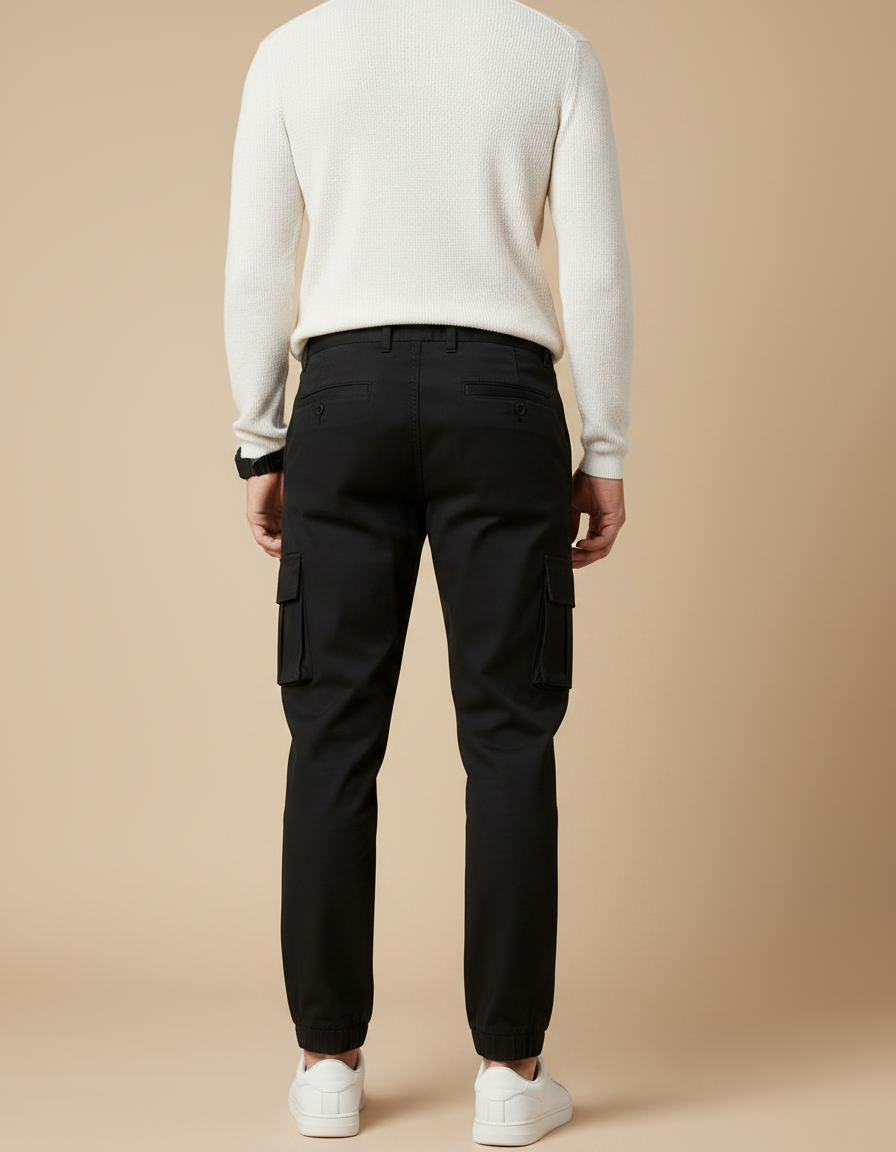 Pantalon Chino Noir Cargo Homme Décontracté Jogger - Gabardine - vue 2