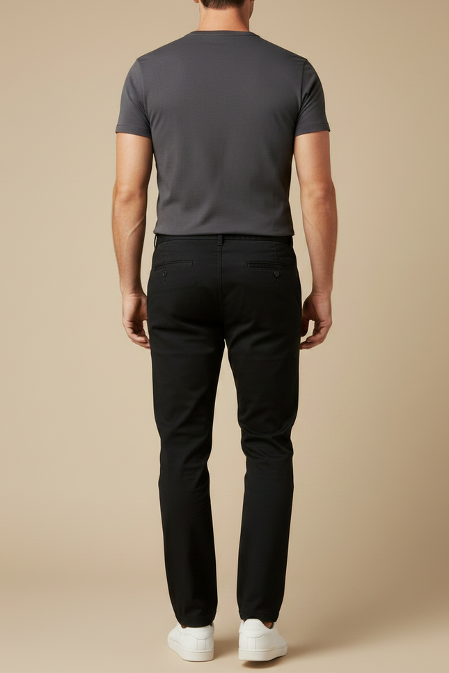 Pantalon Chino Noir Coton Décontracté Homme Slim Fit - vue 2