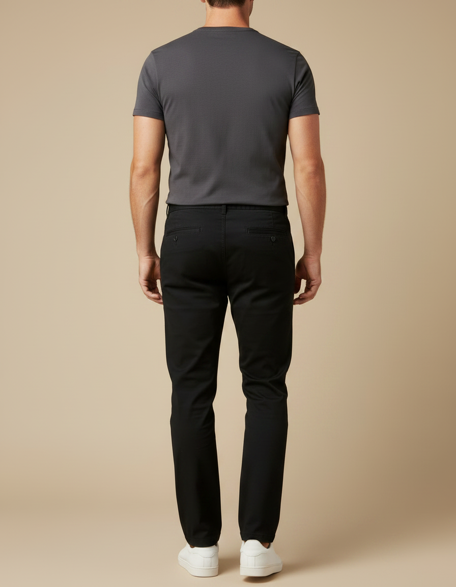 Pantalon Chino Noir Coton Décontracté Homme Slim Fit - vue 2