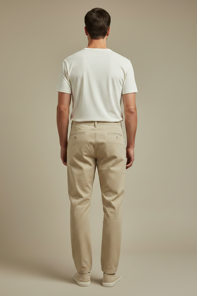 Pantalon Chino Italien - Beige Coton - vue 2