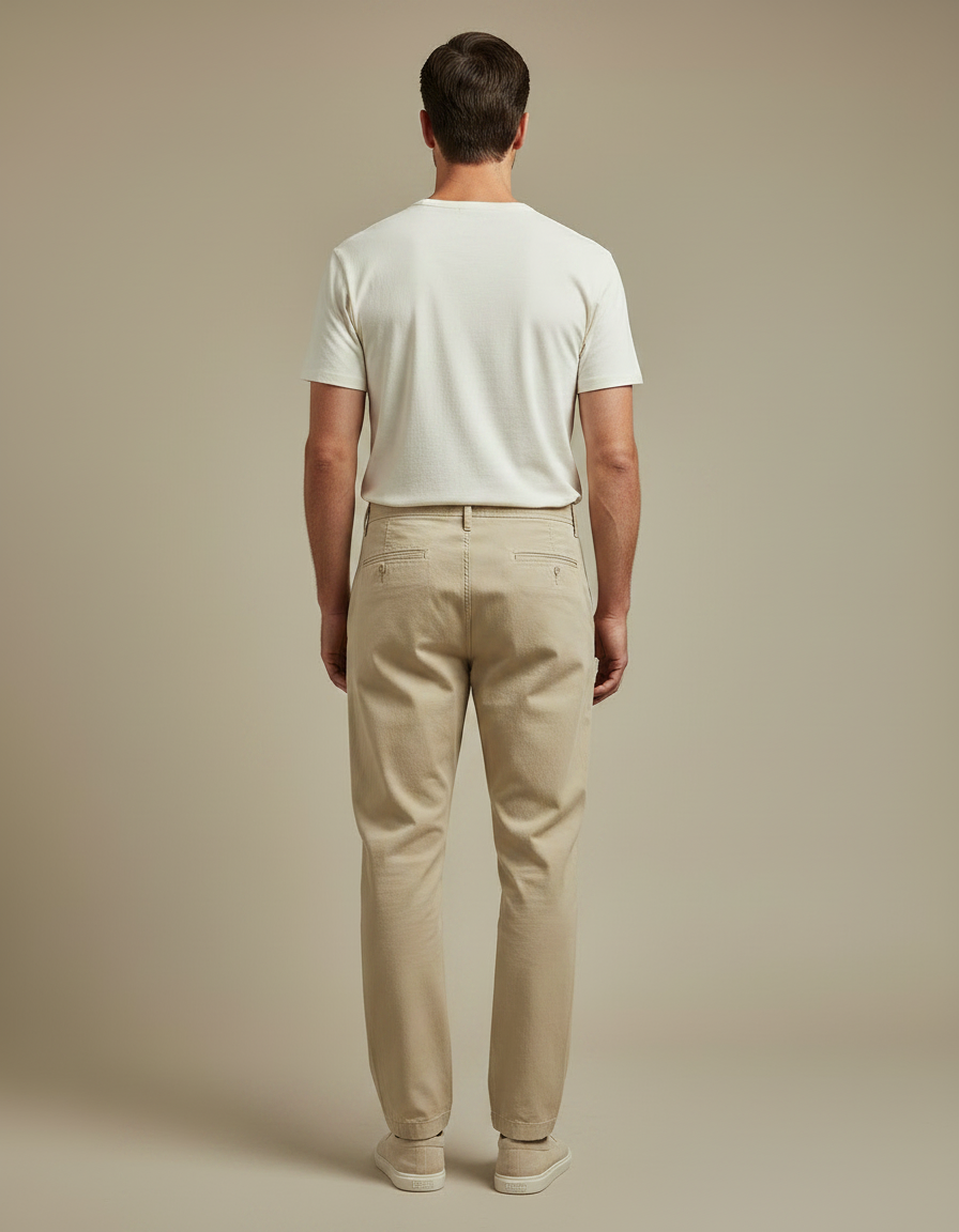 Pantalon Chino Italien - Beige Coton - vue 2