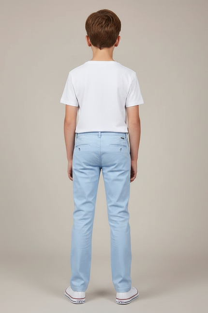 Pantalon Chino Bleu Ciel Coton Droit Garçon - vue 2