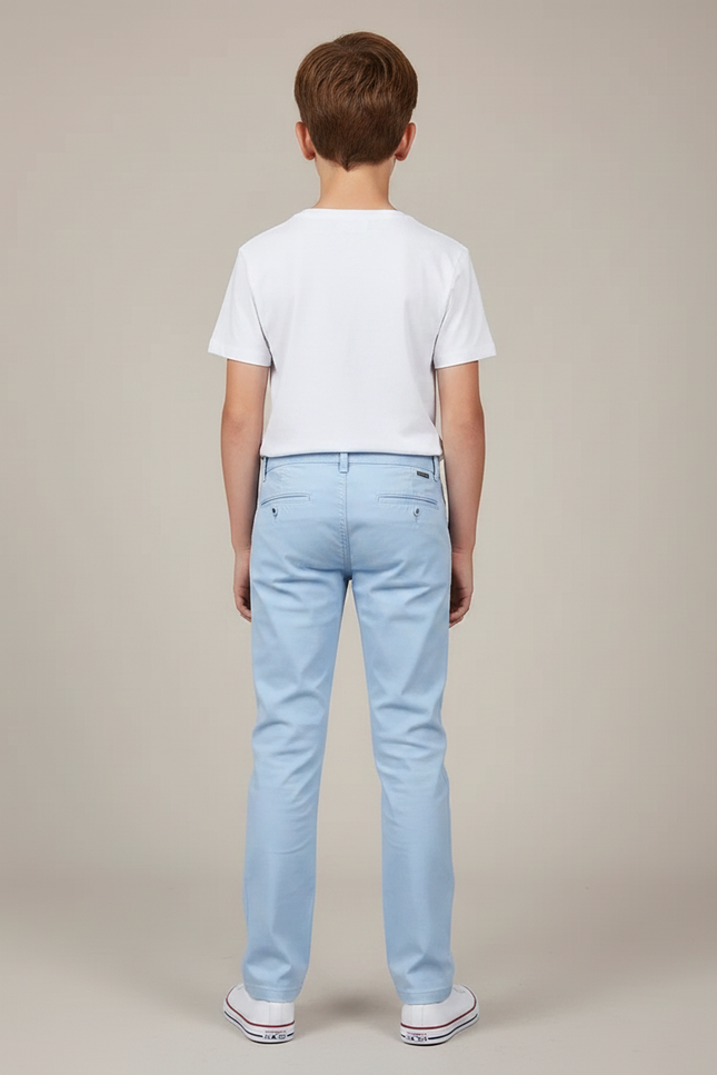 Pantalon Chino Bleu Ciel Coton Droit Garçon - vue 2