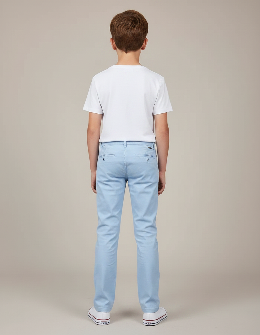 Pantalon Chino Bleu Ciel Coton Droit Garçon - vue 2
