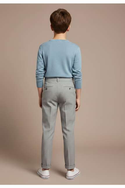 Pantalon Chino Gris Enfant Ajusté Décontracté Élégant - Gabardine - vue 2