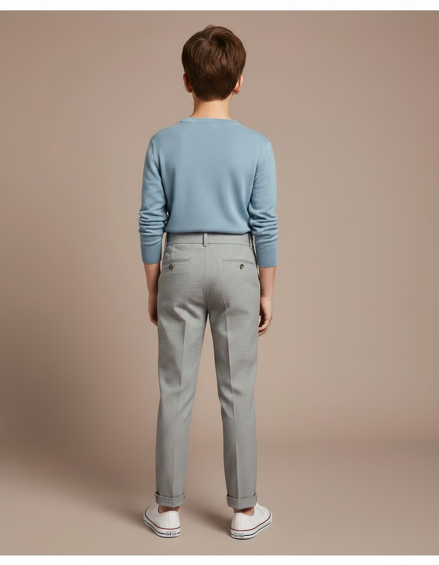 Pantalon Chino Gris Enfant Ajusté Décontracté Élégant - Gabardine - vue 2