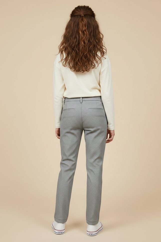 Pantalon Chino Gris Motif Droit Confortable Enfant - Gabardine - vue 2