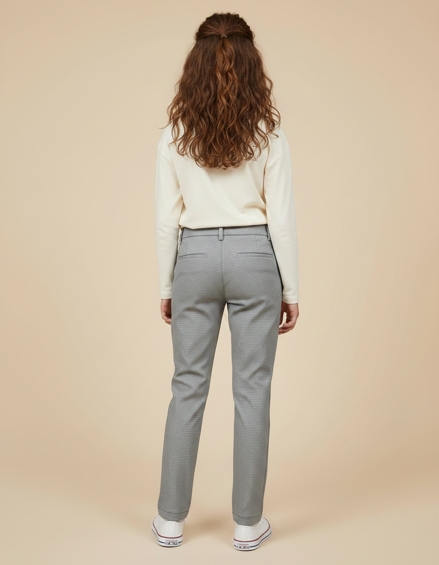 Pantalon Chino Gris Motif Droit Confortable Enfant - Gabardine - vue 2