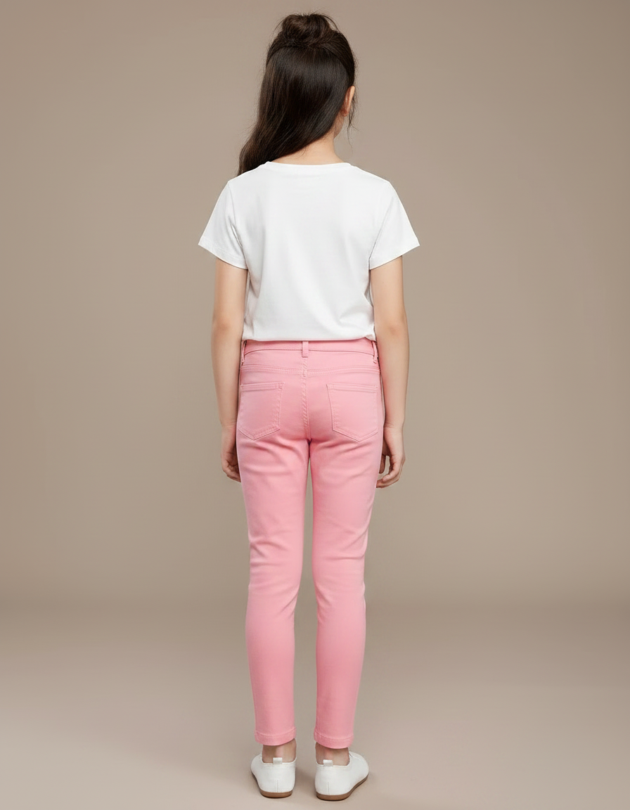 Pantalon Chino Rose Coton Slim Fille Uni - vue 2