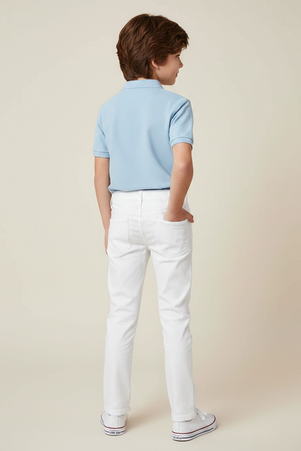 Pantalon Chino Blanc Coton Slim Garçon Élégant - vue 2