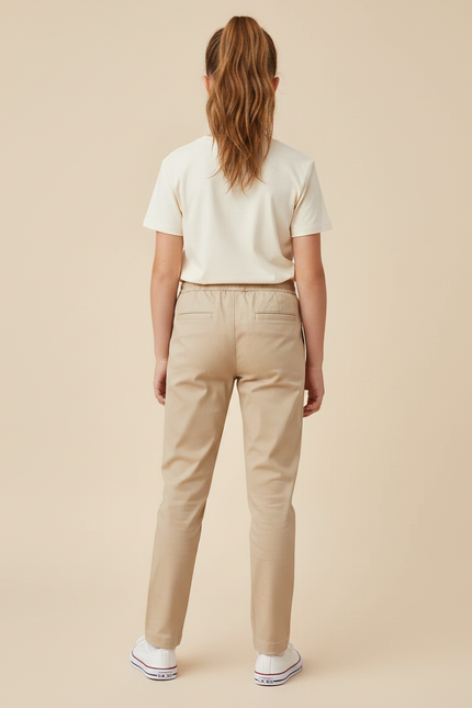Pantalon Chino Beige Coton Décontracté Enfant Fille - Gabardine - vue 2