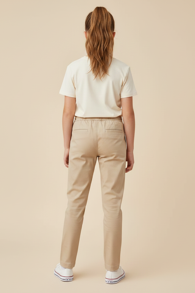 Pantalon Chino Beige Coton Décontracté Enfant Fille - Gabardine - vue 2