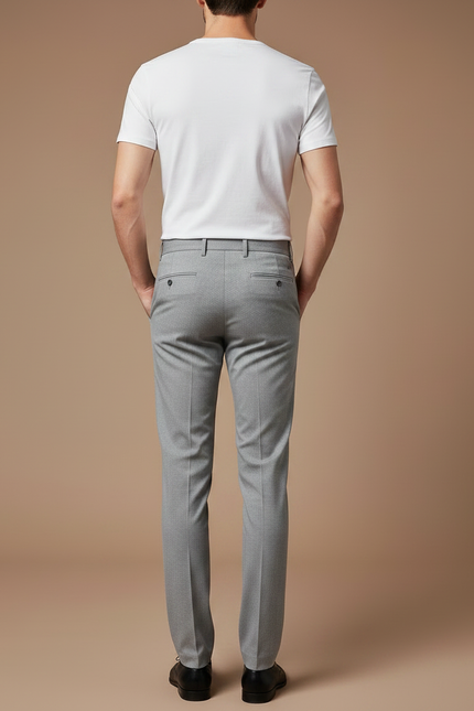Pantalon Chino Gris Slim Élégant Habillé Homme - Gabardine - vue 2