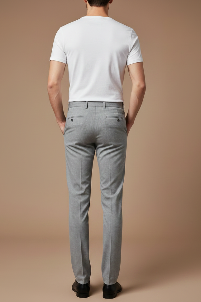 Pantalon Chino Gris Slim Élégant Habillé Homme - Gabardine - vue 2