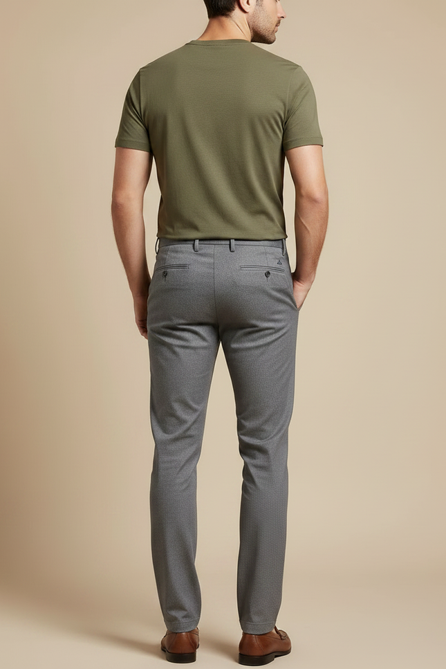 Pantalon Chino Gris Slim Élégant Moderne - Laine - vue 2
